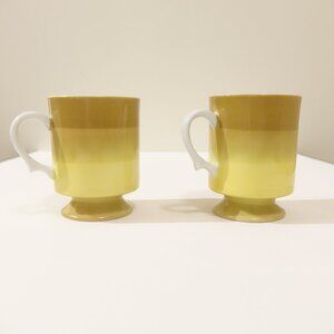 Set of 2 Holt Howard striped pedestal coffee mugs dated 1966 Made in Japan MCM